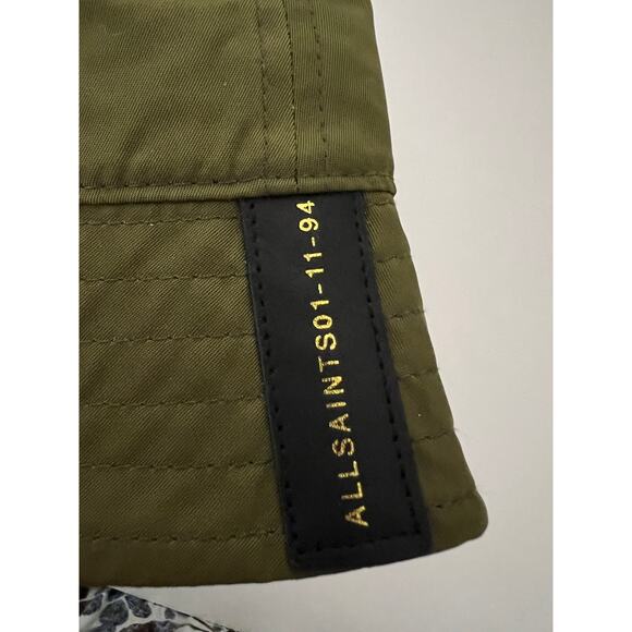 AllSaints Neve Women's Bucket Hat Khaki Green Cotton Classic Logo Patch - Picture 4 of 9